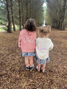 Kids Personalised Rose Hand Embroidered Cardigan