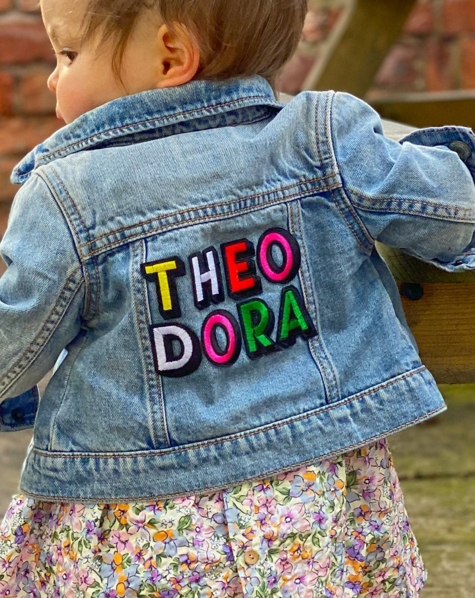 Personalised Sparkly Name Patch Denim Jacket – Rose + Moo