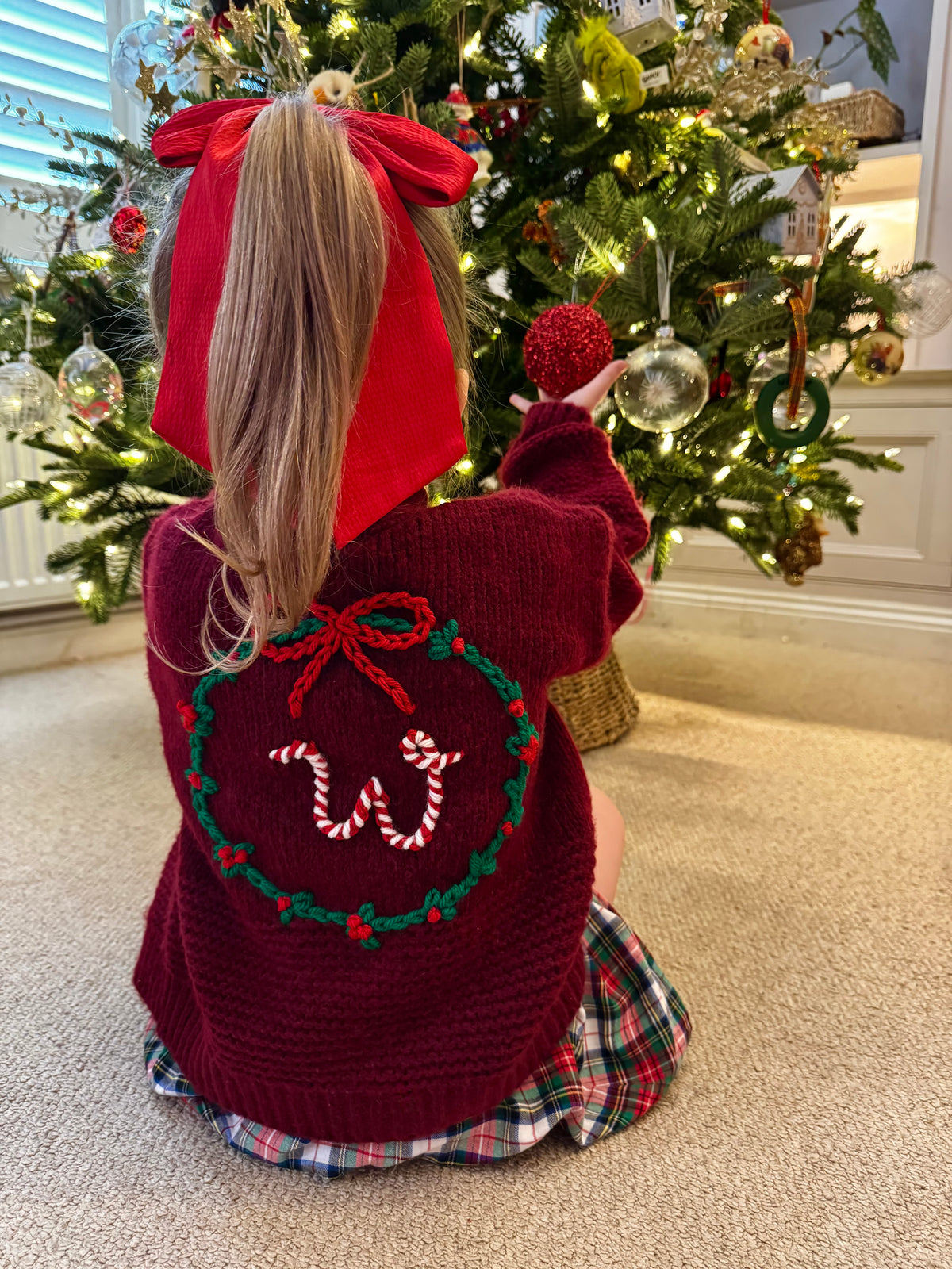 Personalised Christmas Initial Hand Embroidered Cardigan