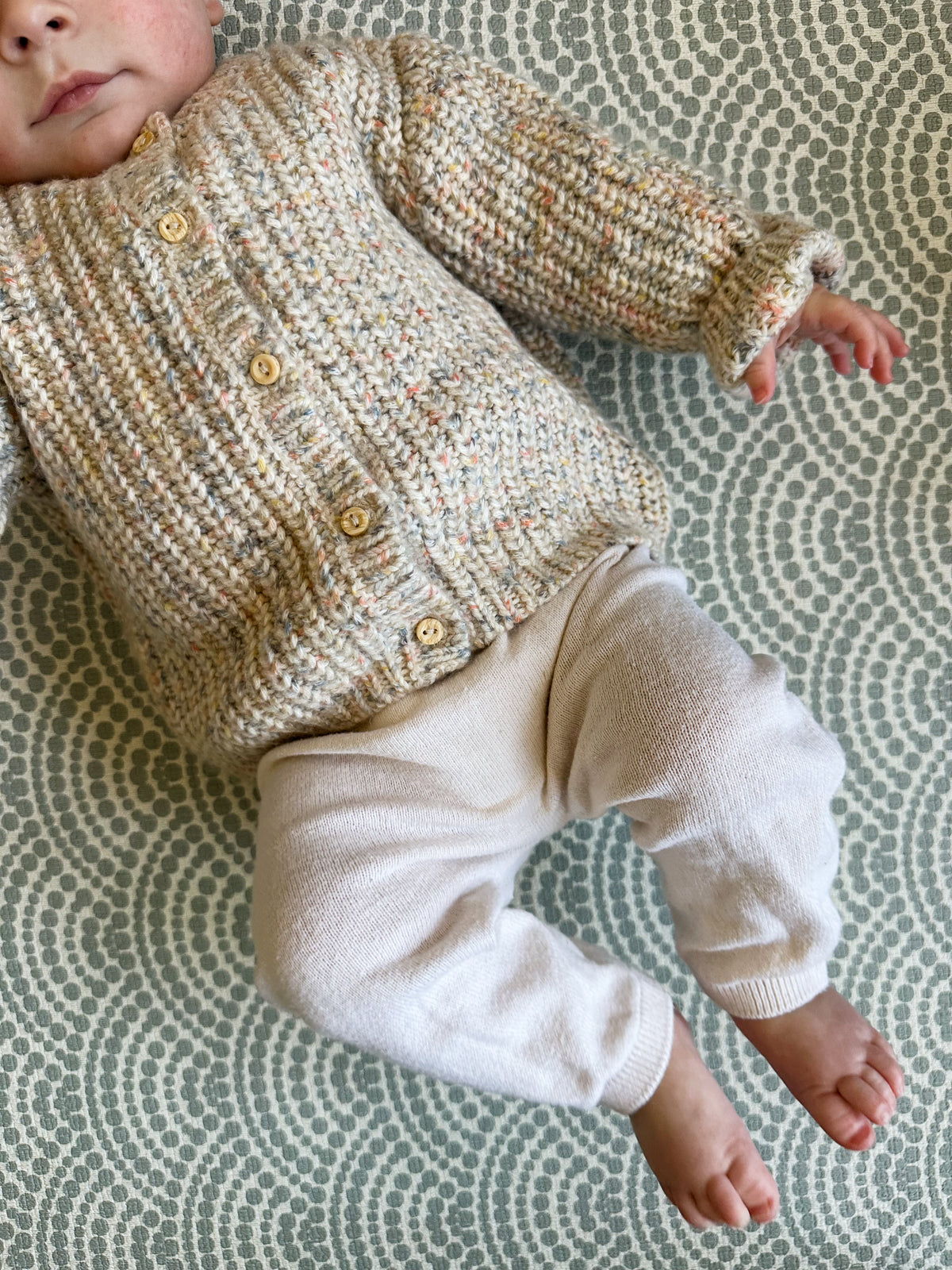 Baby Personalised Speckled Beige Hand Embroidered Cardigan
