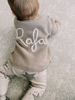 Load image into Gallery viewer, Baby Personalised Beige Hand Embroidered Cardigan
