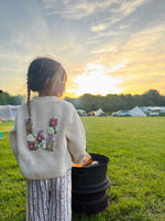 Load image into Gallery viewer, Kids Personalised Ecru Hand Embroidered Initial Cardigan
