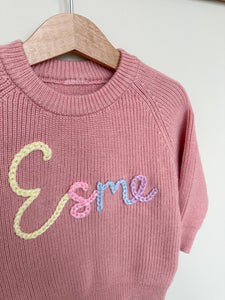 Pink Personalised Name Sweater