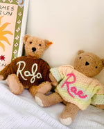Load image into Gallery viewer, Teddy Sized Personalised Hand Knitted Jumper
