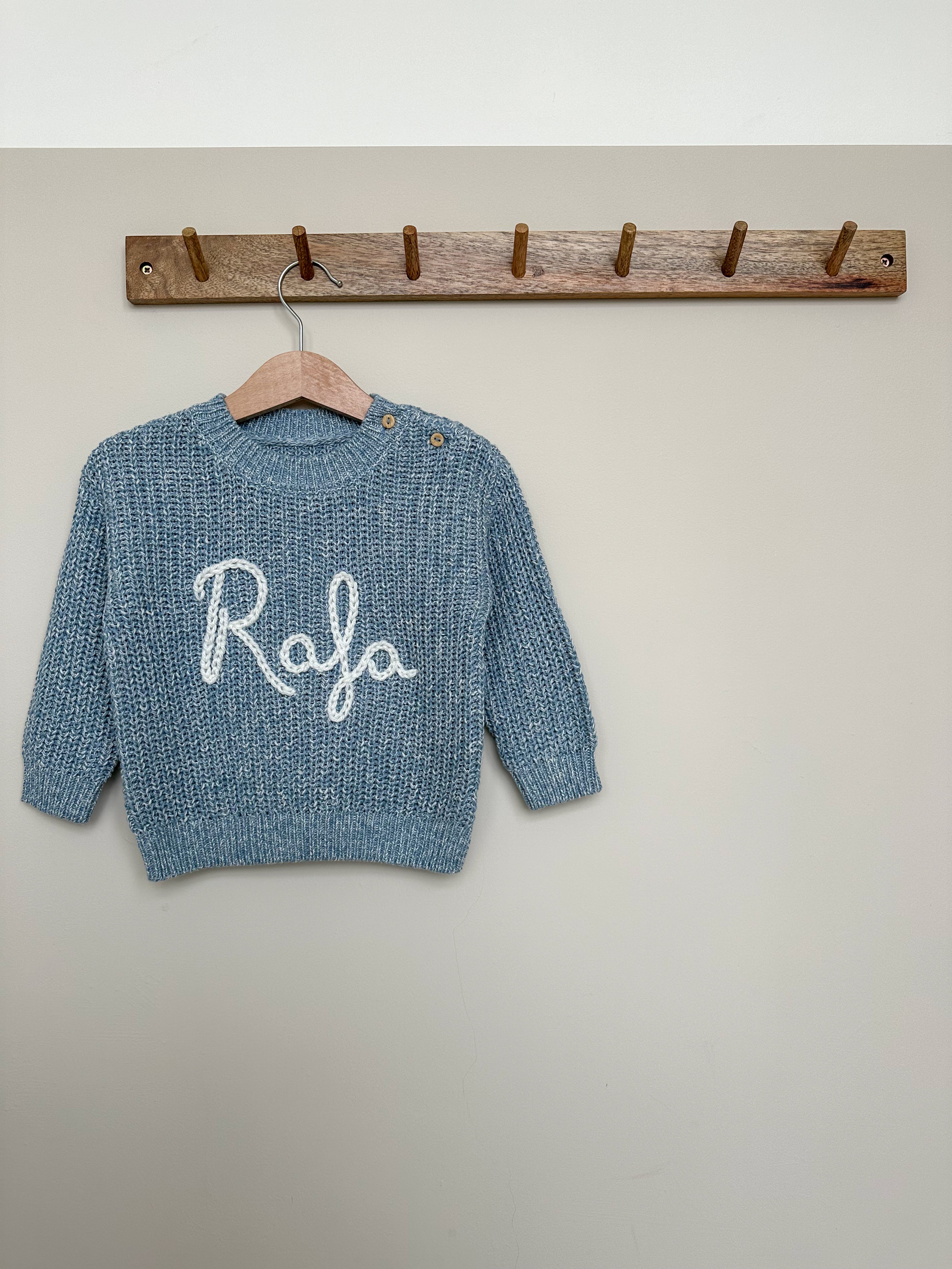 Speckled Blue Personalised Name Sweater