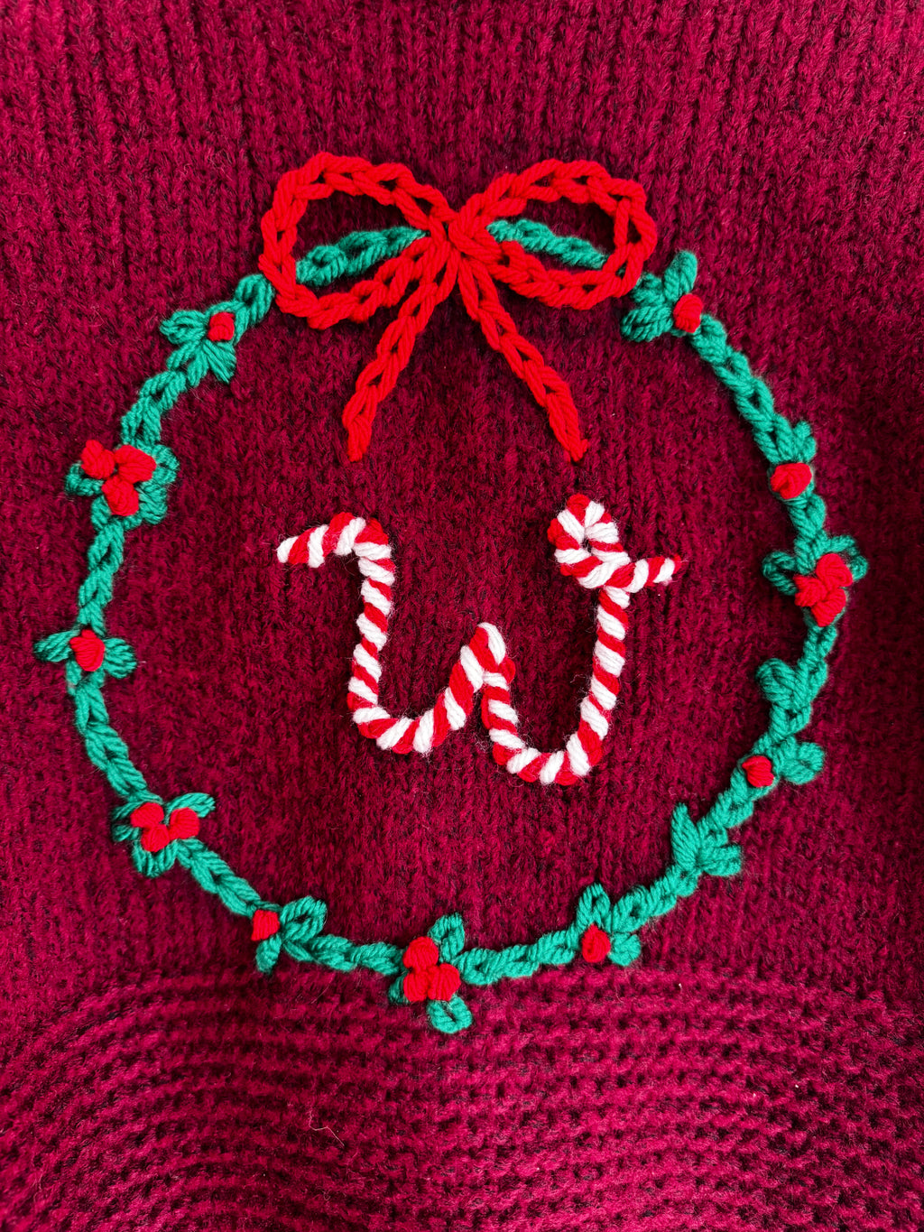 Personalised Christmas Initial Hand Embroidered Cardigan
