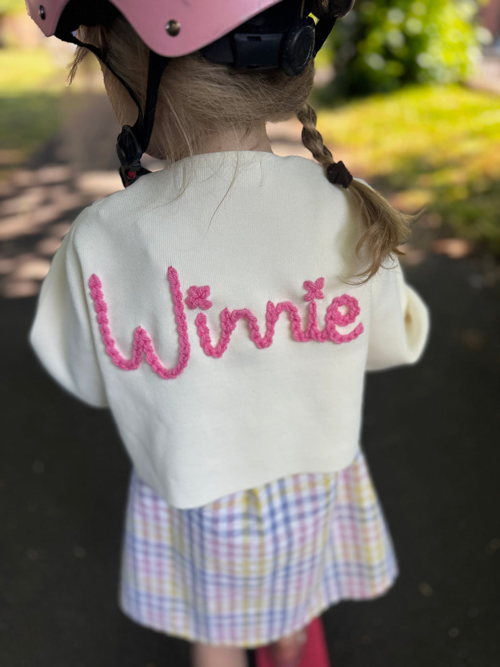 Kids Personalised White Hand Embroidered Cardigan