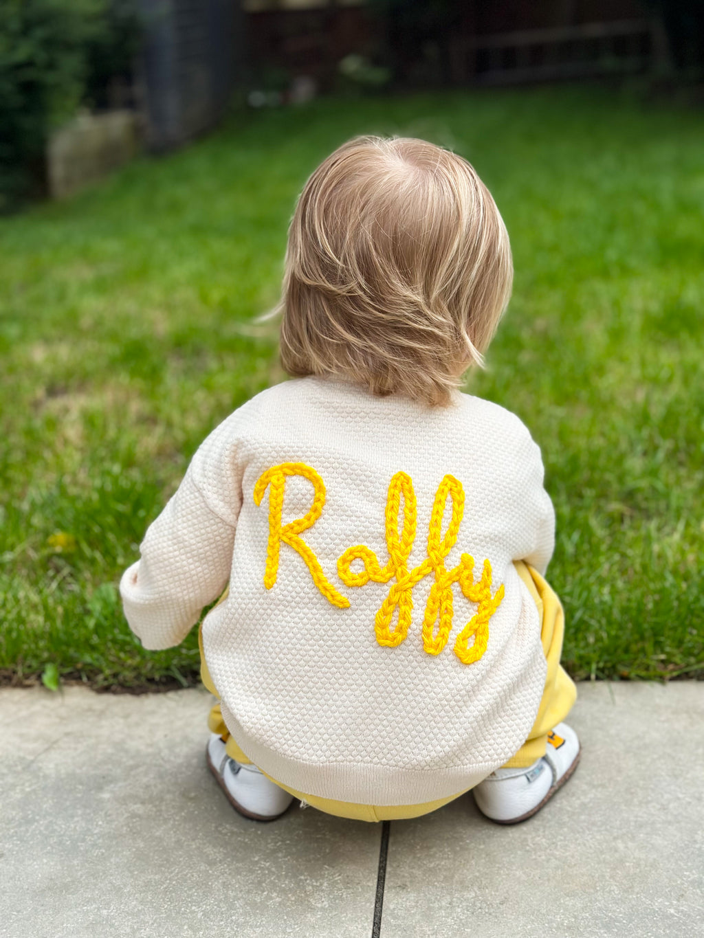 Personalised Cream Hand Embroidered Cardigan