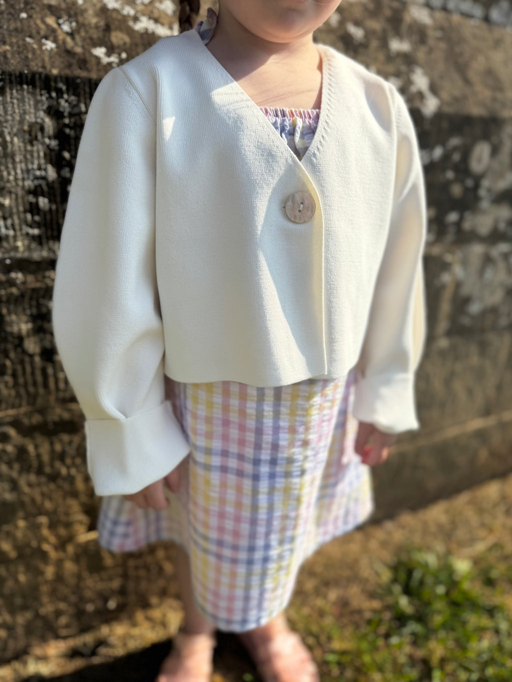 Kids Personalised White Hand Embroidered Cardigan