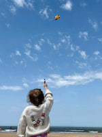Load image into Gallery viewer, Kids Personalised Ecru Hand Embroidered Initial Cardigan
