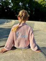 Load image into Gallery viewer, Kids Personalised Baby Pink Hand Embroidered Cardigan
