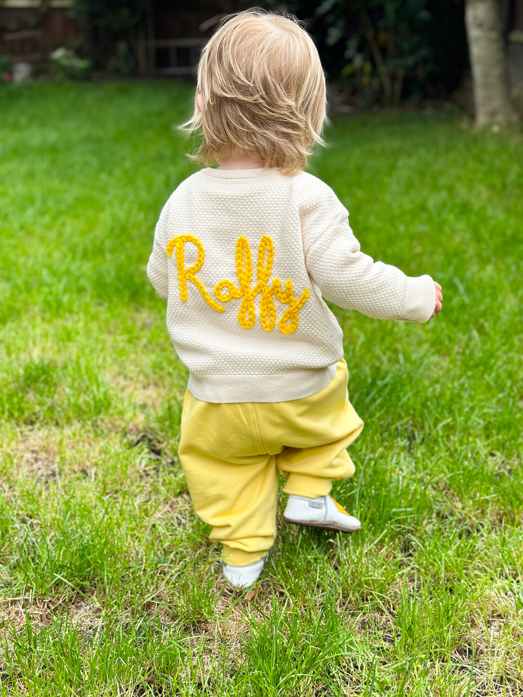 Personalised Cream Hand Embroidered Cardigan