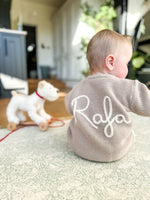 Load image into Gallery viewer, Baby Personalised Beige Hand Embroidered Cardigan
