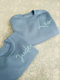 Embroidered Initial or Name Light Blue Sweater