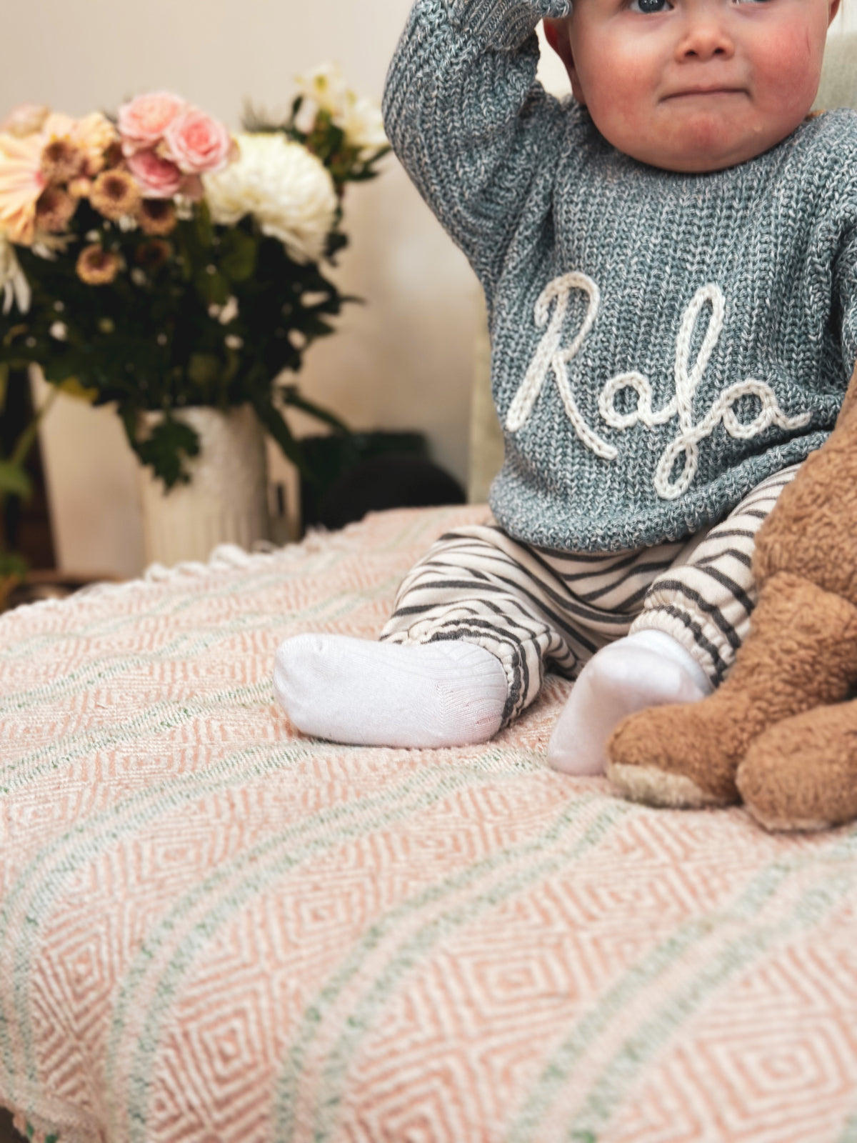 Speckled Blue Personalised Name Sweater