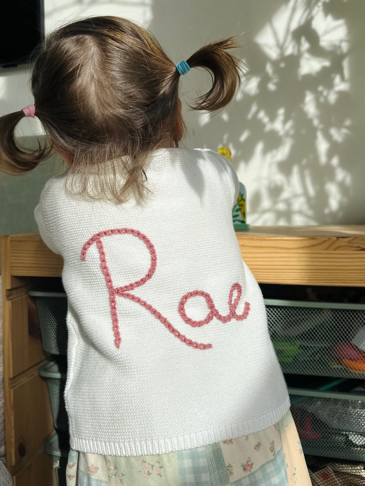 Baby Personalised White Hand Embroidered Cardigan