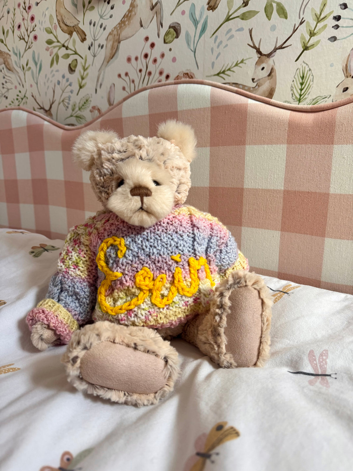 Teddy Sized Personalised Hand Knitted Jumper