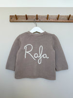 Load image into Gallery viewer, Baby Personalised Beige Hand Embroidered Cardigan
