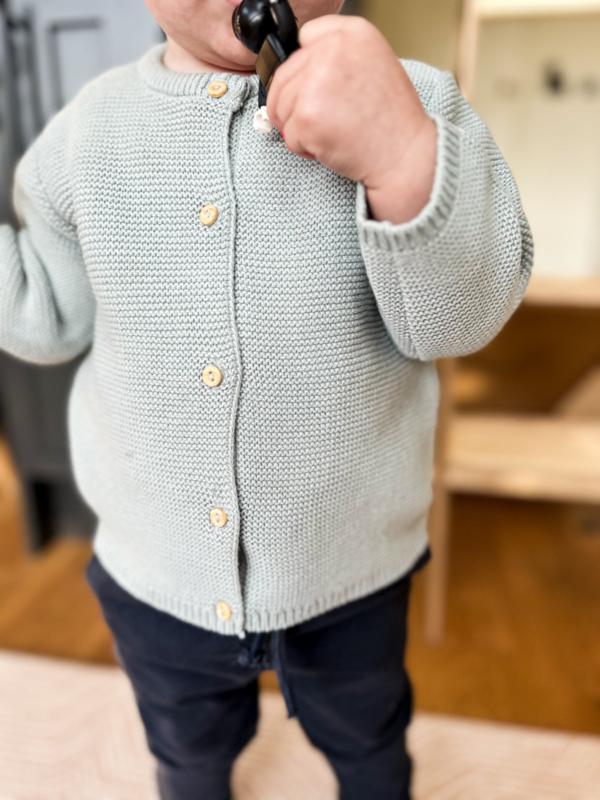 Baby Personalised Sea Green Hand Embroidered Cardigan