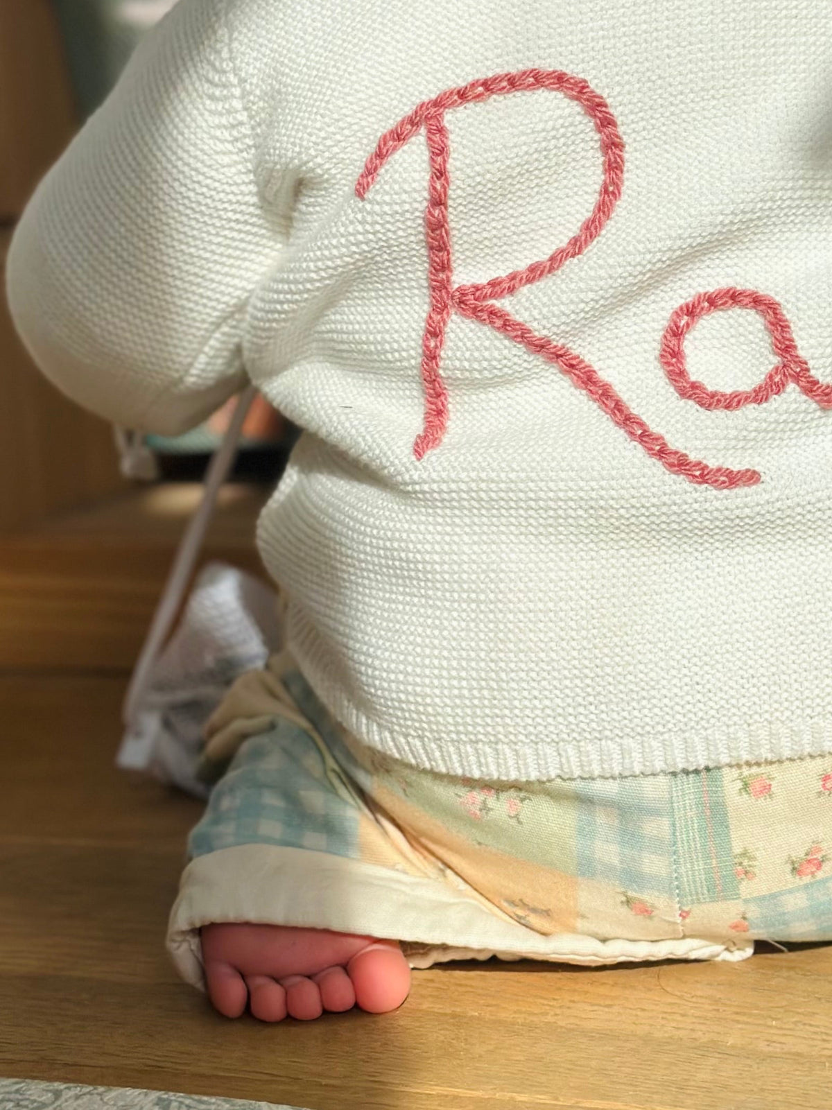 Baby Personalised White Hand Embroidered Cardigan