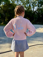 Load image into Gallery viewer, Kids Personalised Baby Pink Hand Embroidered Cardigan
