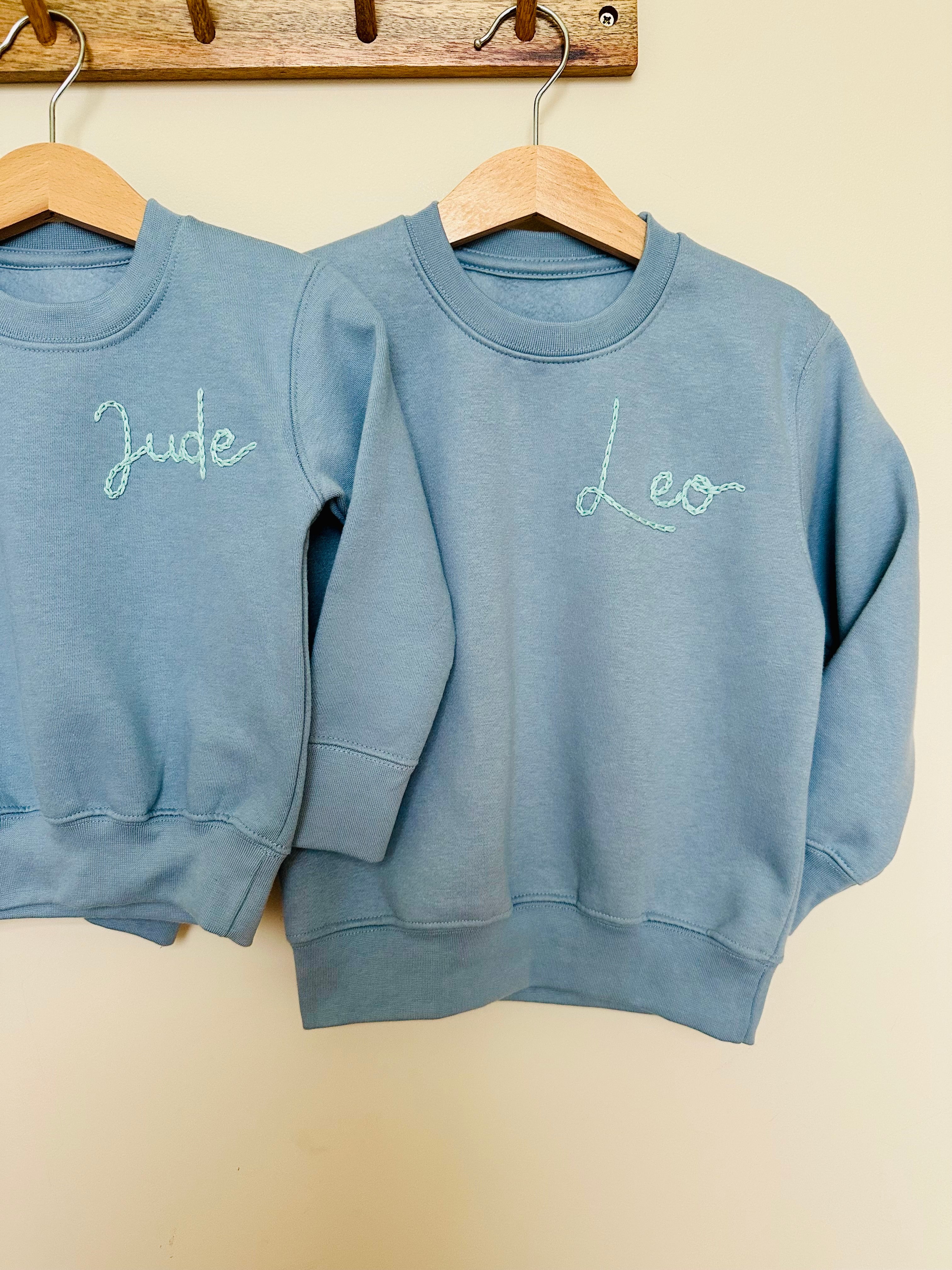 Embroidered Initial or Name Light Blue Sweater