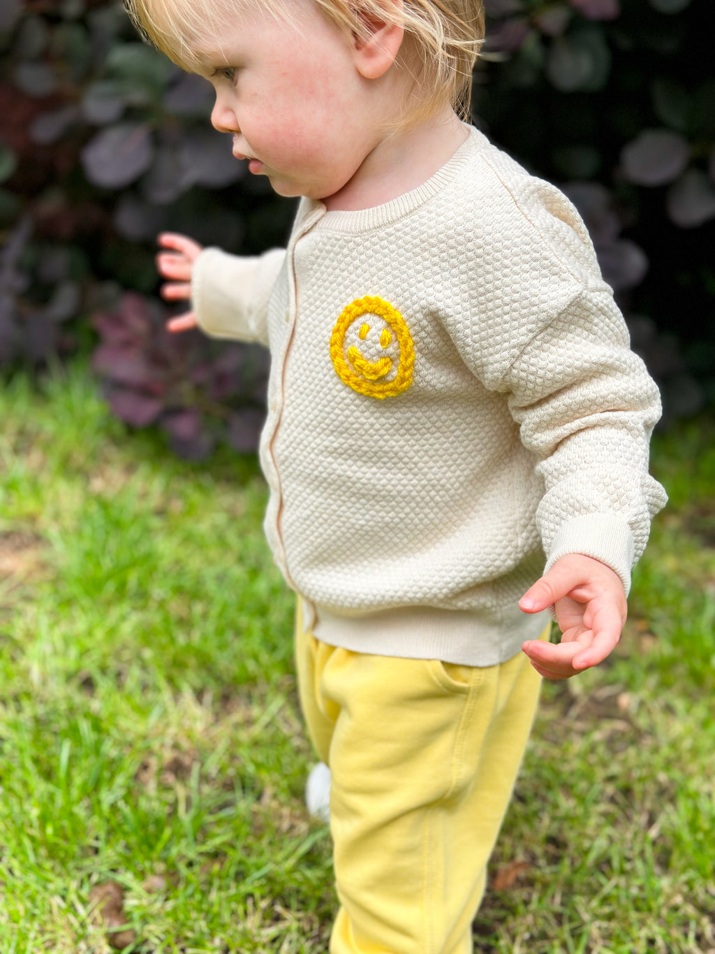 Personalised Cream Hand Embroidered Cardigan