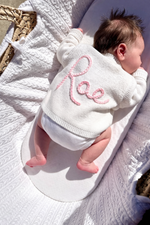 Load image into Gallery viewer, Baby Personalised White Hand Embroidered Cardigan
