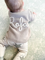 Load image into Gallery viewer, Baby Personalised Beige Hand Embroidered Cardigan
