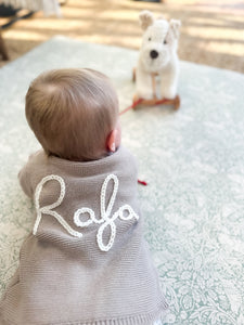 Baby Personalised Beige Hand Embroidered Cardigan