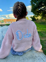 Load image into Gallery viewer, Kids Personalised Baby Pink Hand Embroidered Cardigan
