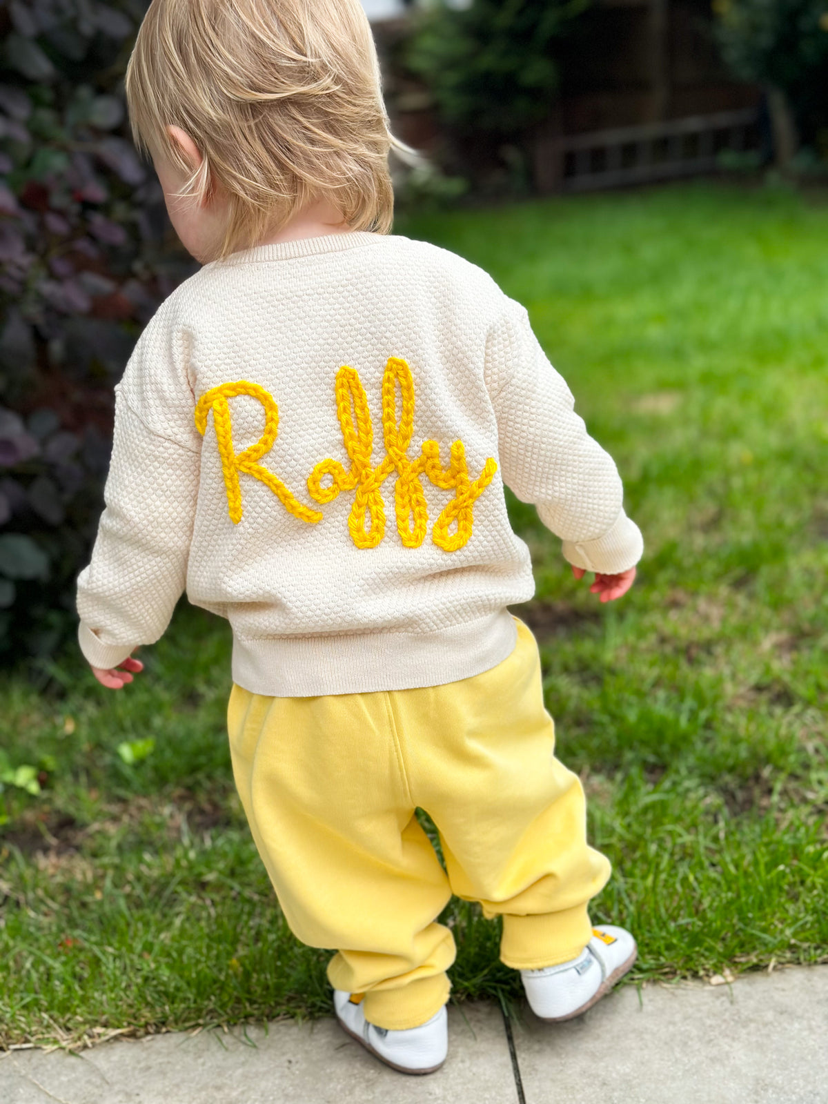 Personalised Cream Hand Embroidered Cardigan