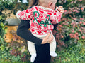 Personalised Festive Christmas Red and Cream Hand Embroidered Cardigan