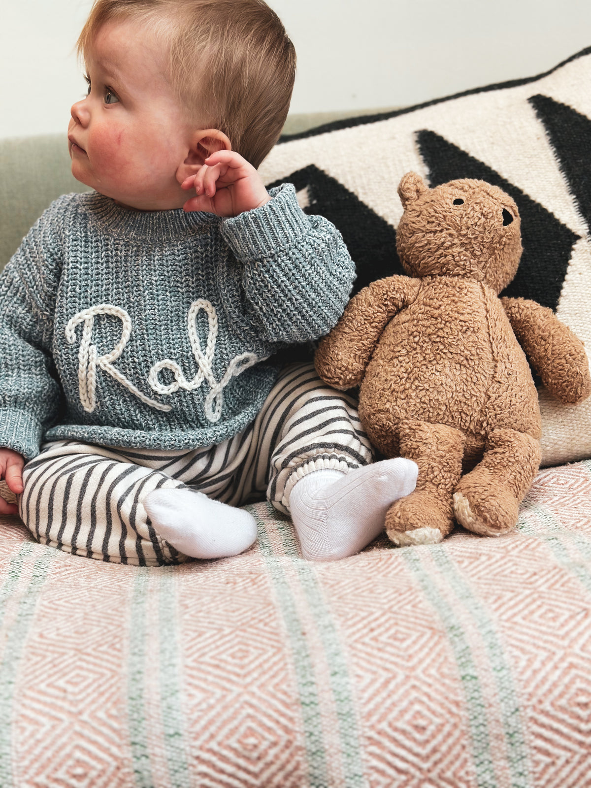 Speckled Blue Personalised Name Sweater