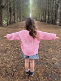 Kids Personalised Pink Hand Embroidered Cardigan