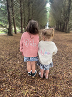 Load image into Gallery viewer, Kids Personalised Rose Hand Embroidered Cardigan
