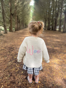 Kids Personalised Rose Hand Embroidered Cardigan