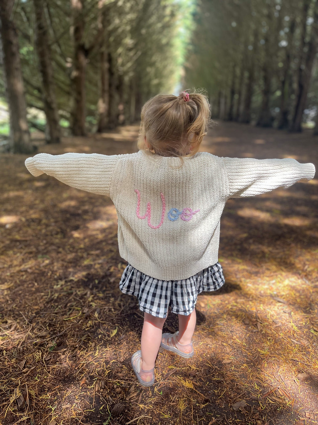 Kids Personalised Rose Hand Embroidered Cardigan