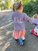 Load image into Gallery viewer, Kids Personalised Lilac Hand Embroidered Cardigan
