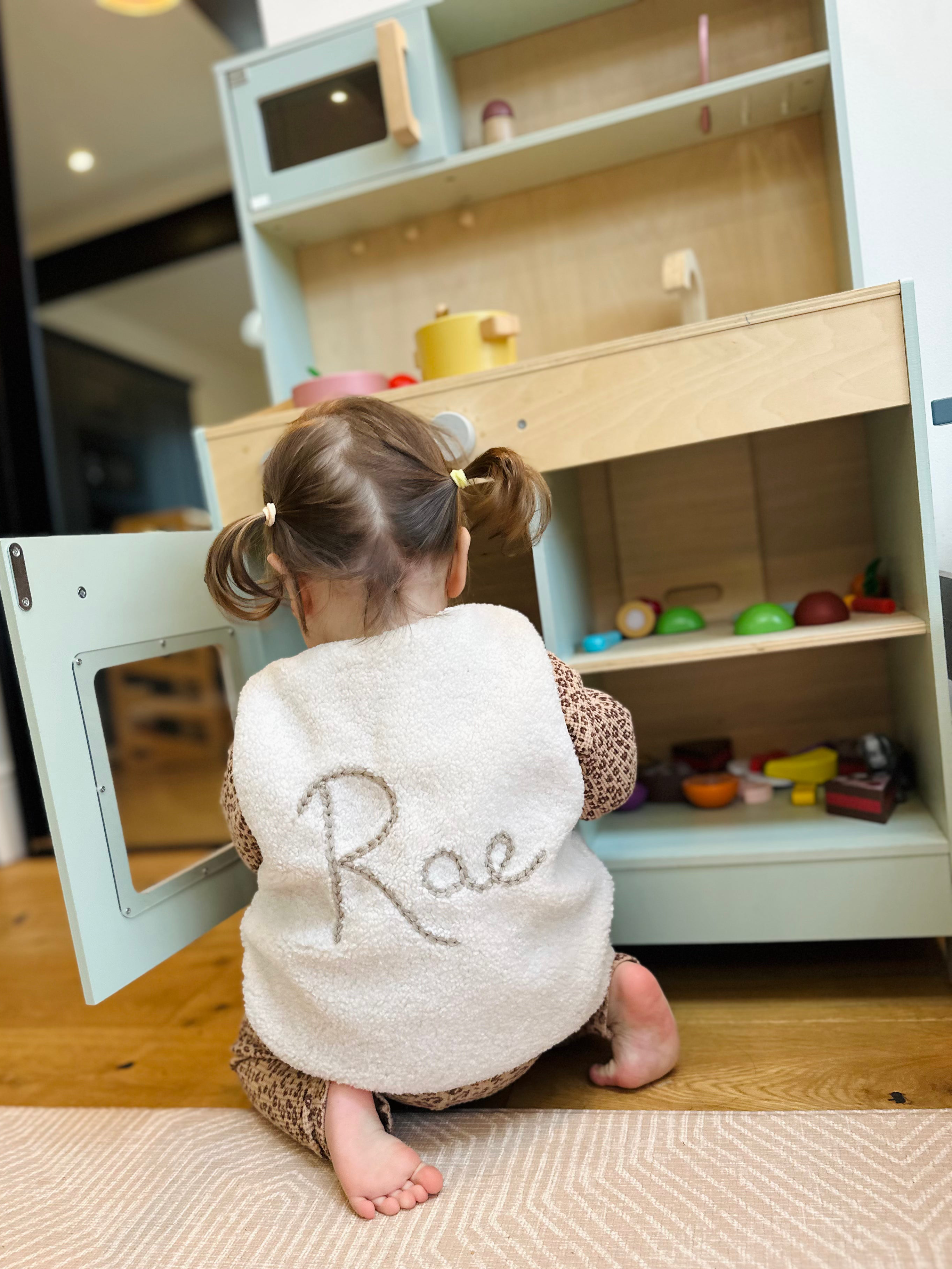 Personalised Cream Borg Hand Embroidered Gilet