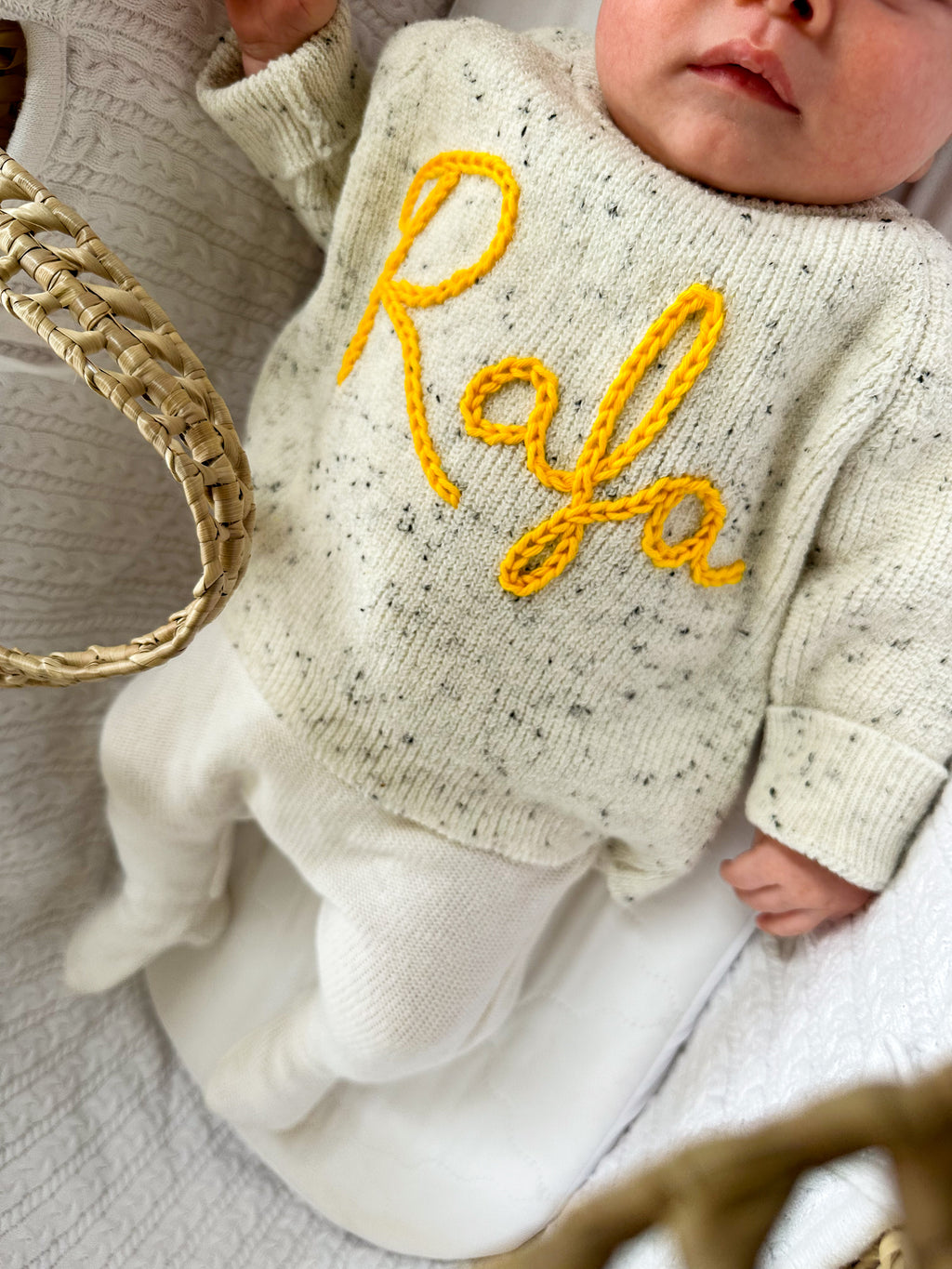 Speckled Off White Personalised Name Sweater