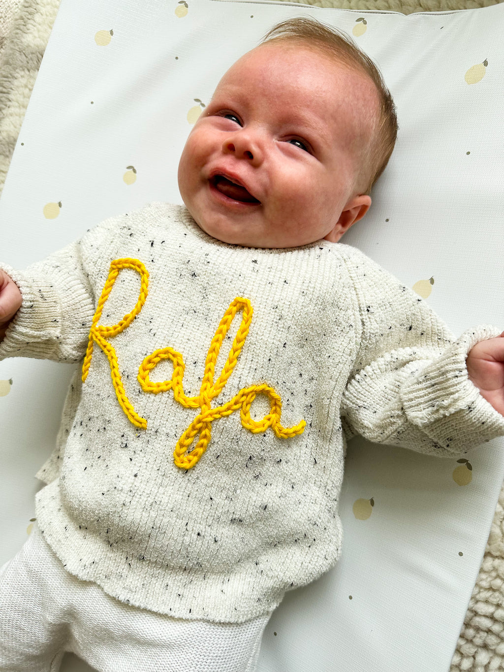 Speckled Off White Personalised Name Sweater