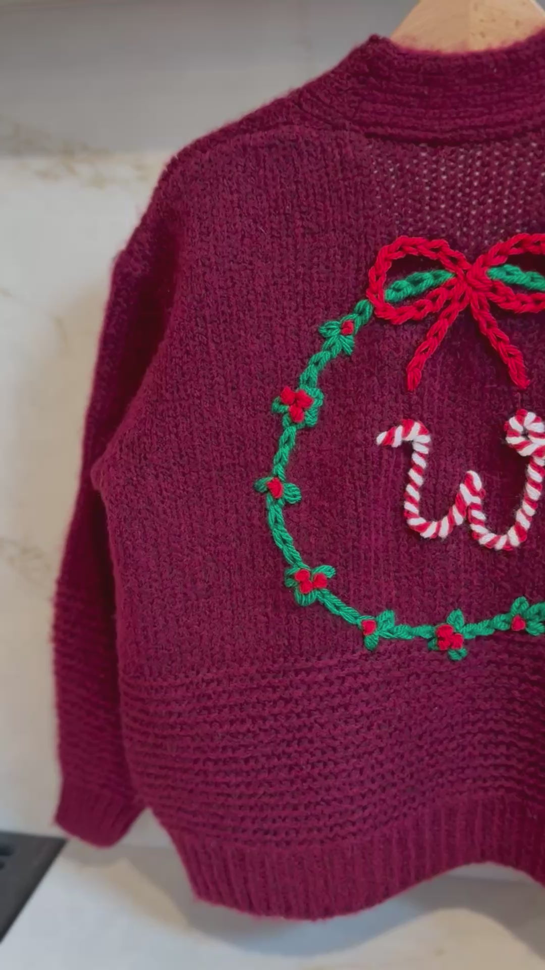 Personalised Christmas Initial Hand Embroidered Cardigan