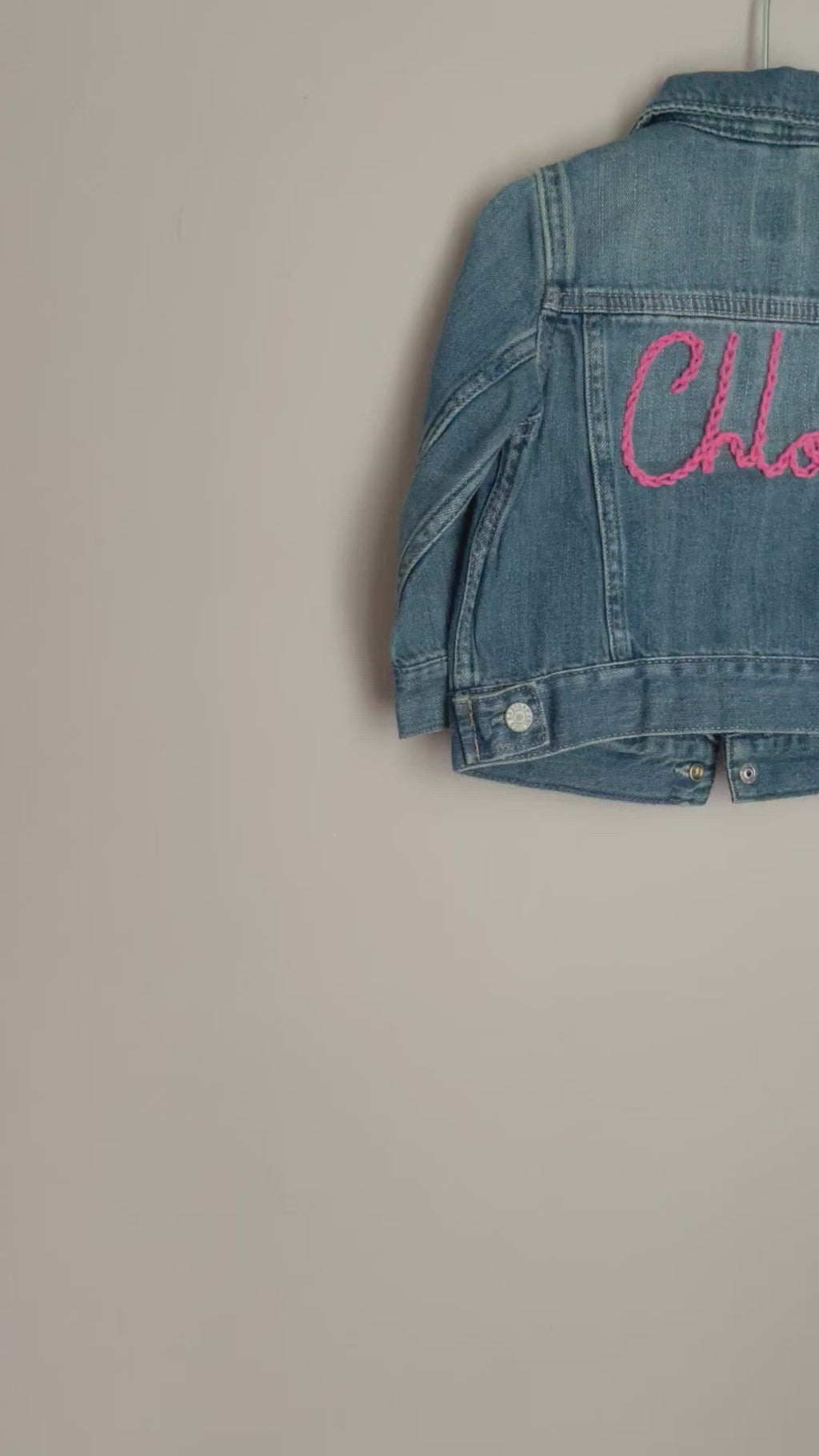 Personalised Hand Embroidered Name Denim Jacket With Yarn