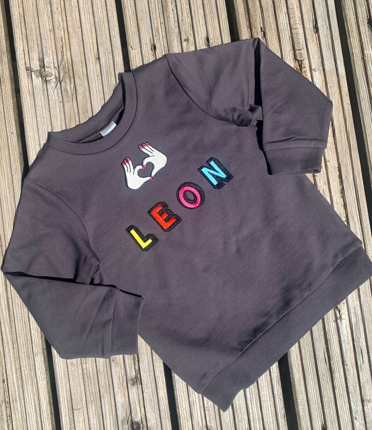 Personalised Name Patch Dark Grey Sweater