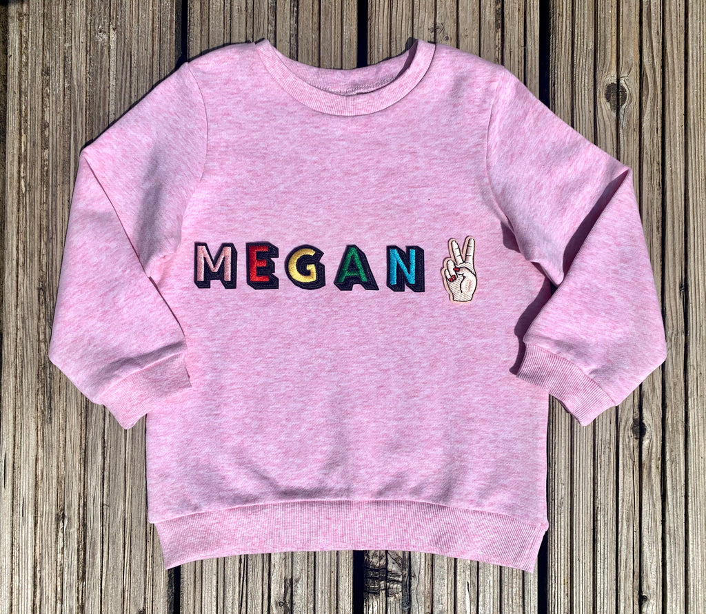 Personalised Name Patch Pale Pink Sweater