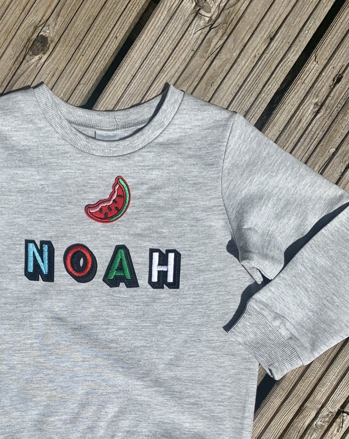 Personalised Name Patch Grey Marl Sweater