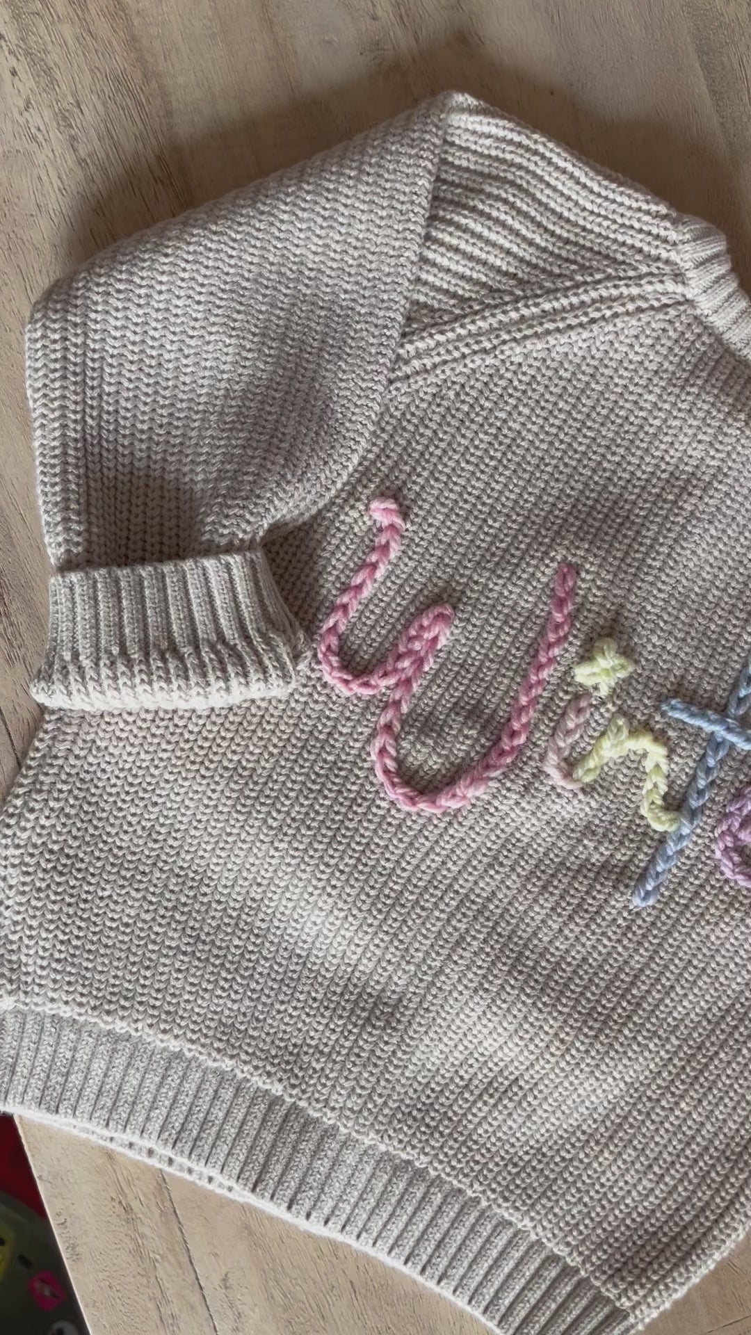 Personalised Greige Hand Embroidered Cardigan