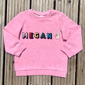 Personalised Name Patch Medium Pink Sweater