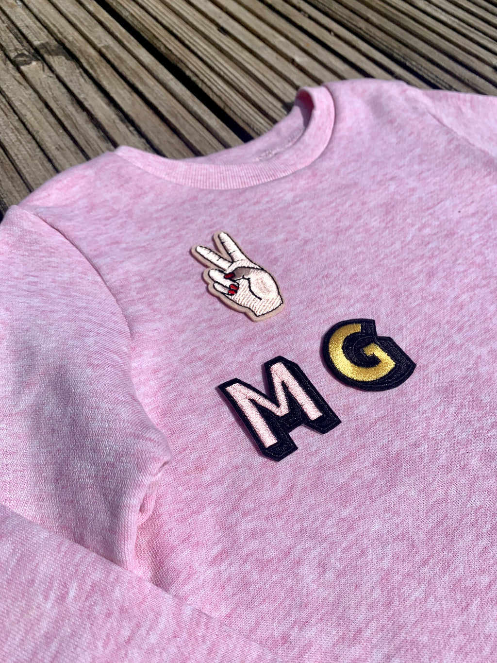 Personalised Name Patch Pale Pink Sweater